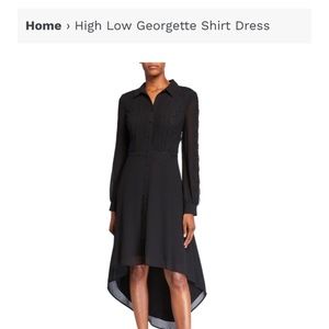 Shani High-Low Georgette Midi Long Sleeve Shirtdress Size 16